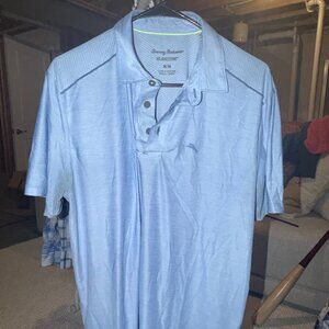Tommy Bahama IslandZone Polo Shirt Men Medium Blue Performance Golf Shirt